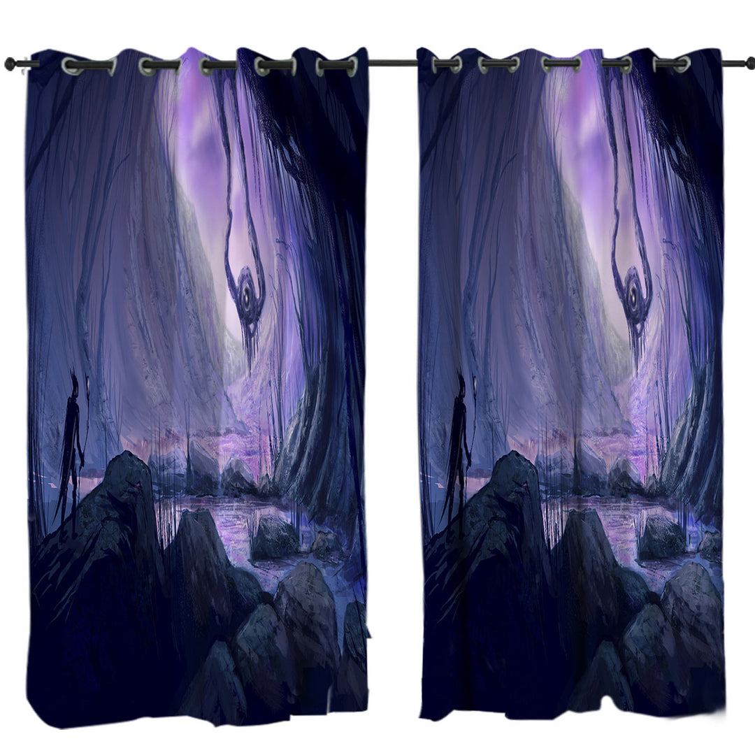 Scary Art the Nightmare Marsh Window Curtains