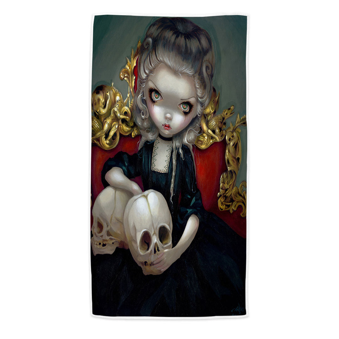 Scary Beach Towel Les Vampires Les Cranes Vampire Maiden and Skulls