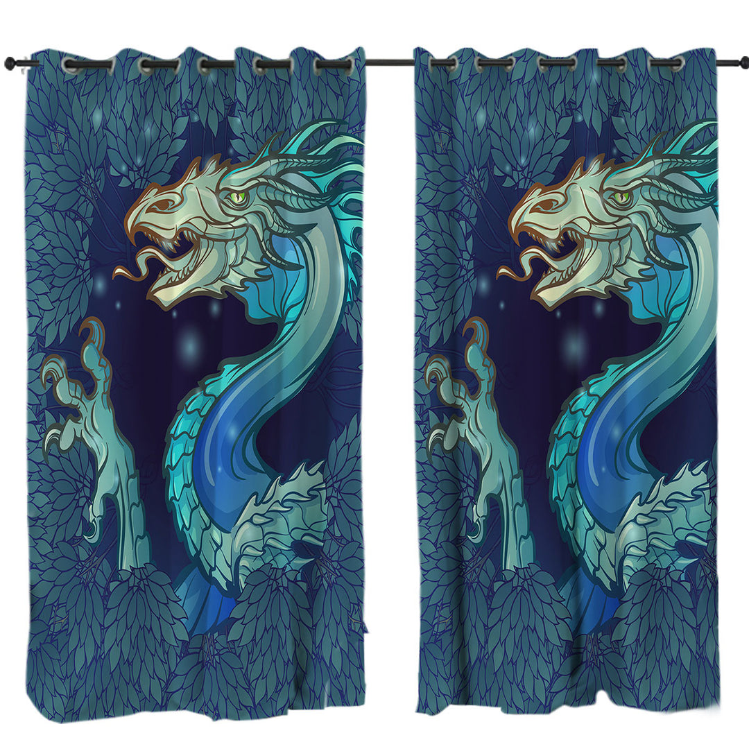 Scary Blue Dragon Curtain