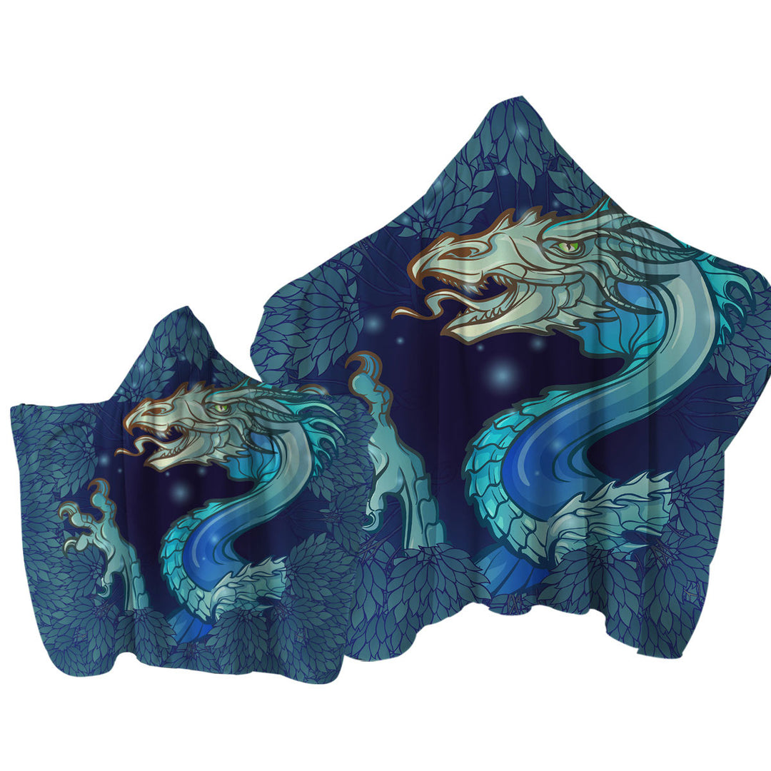 Scary Blue Dragon Hooded Beach Towel