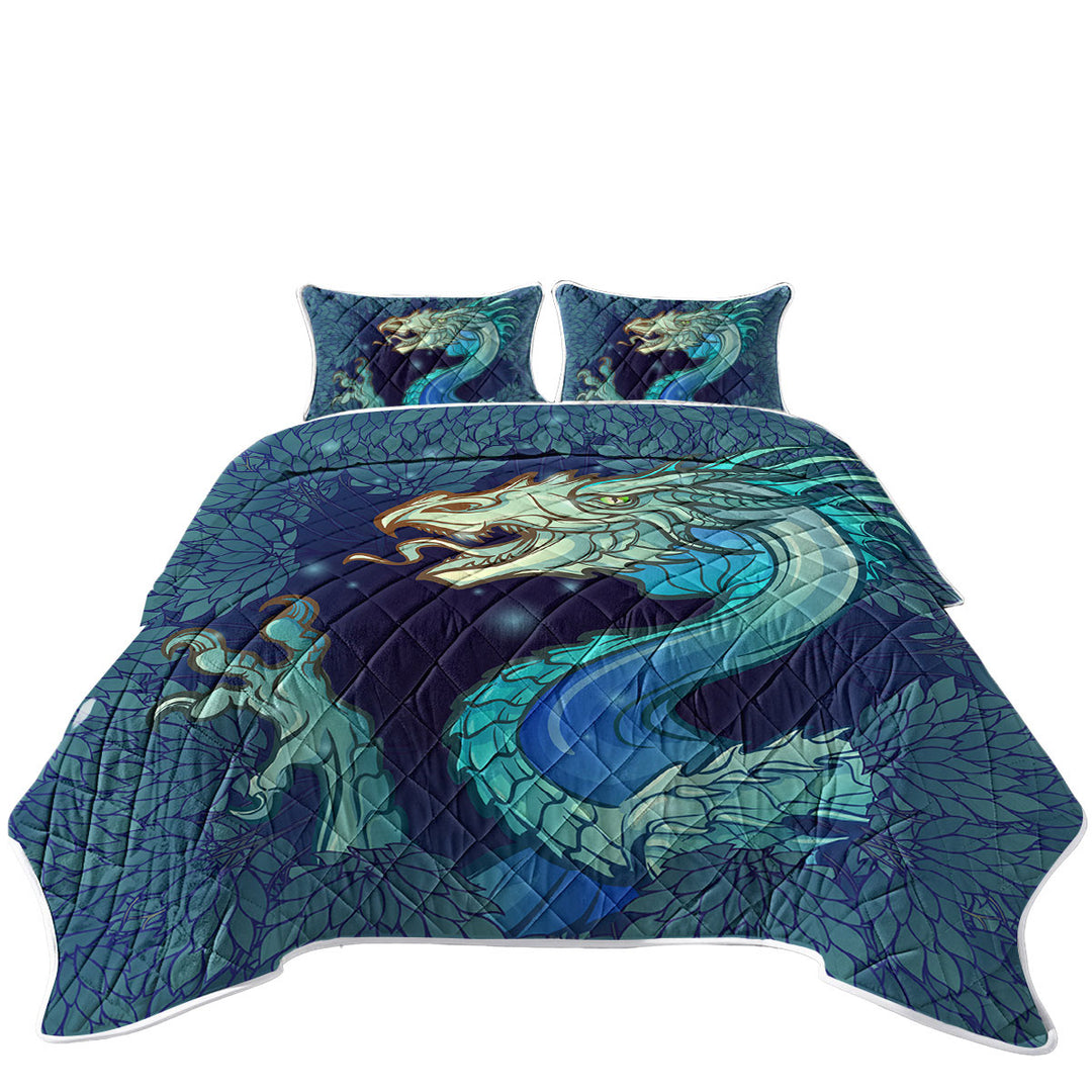 Scary Blue Dragon King Quilt