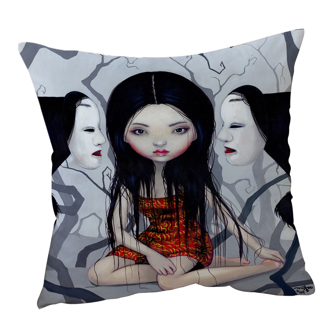 Scary Cushions Art Lovely Maiden and Faceless Ghosts