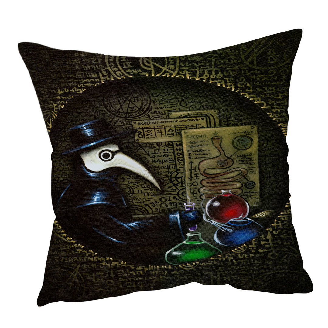 Scary Dark Art The Alchemist_s Revenge Plague Mask Cushion Cover