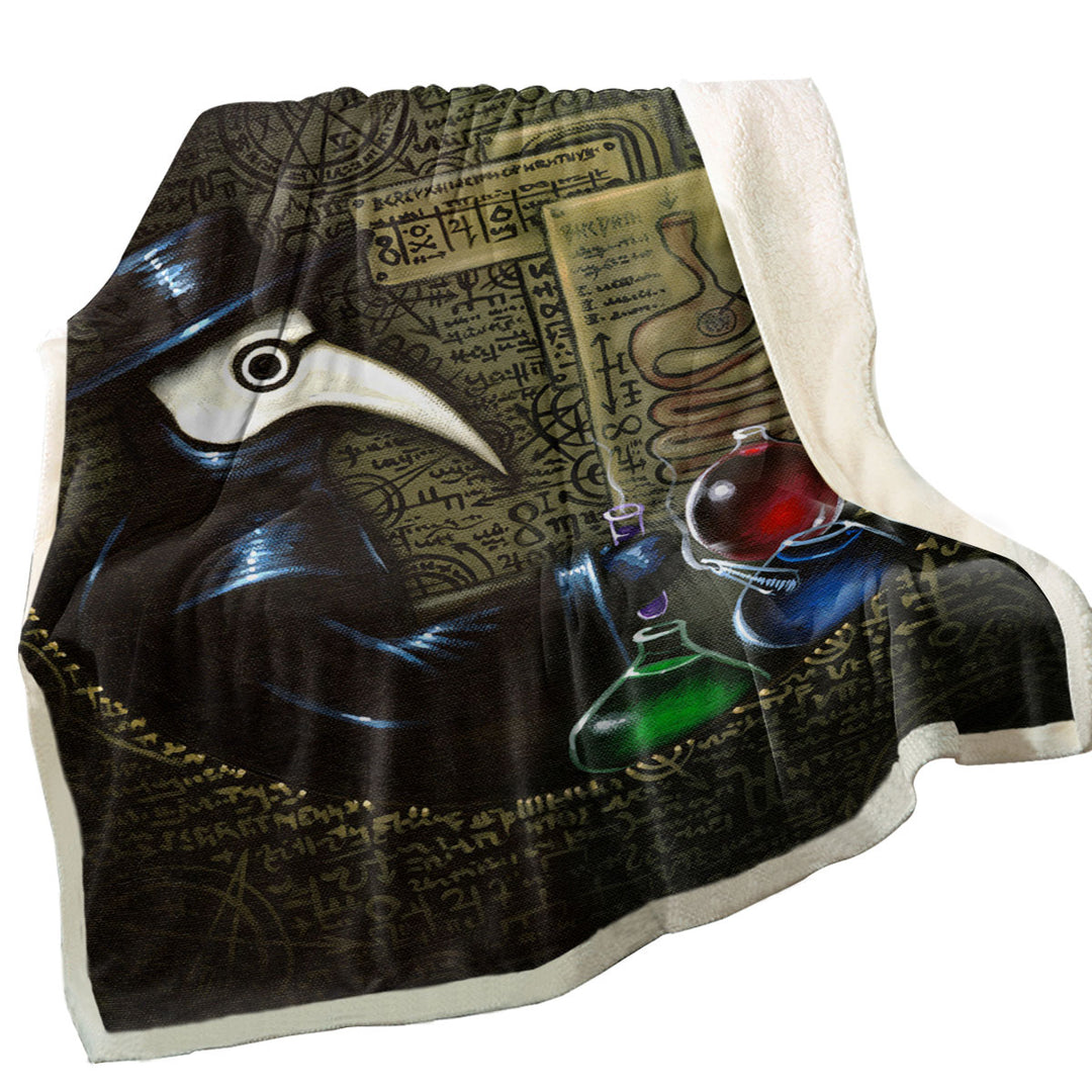 Scary Dark Art The Alchemist_s Revenge Plague Mask Sherpa Blanket