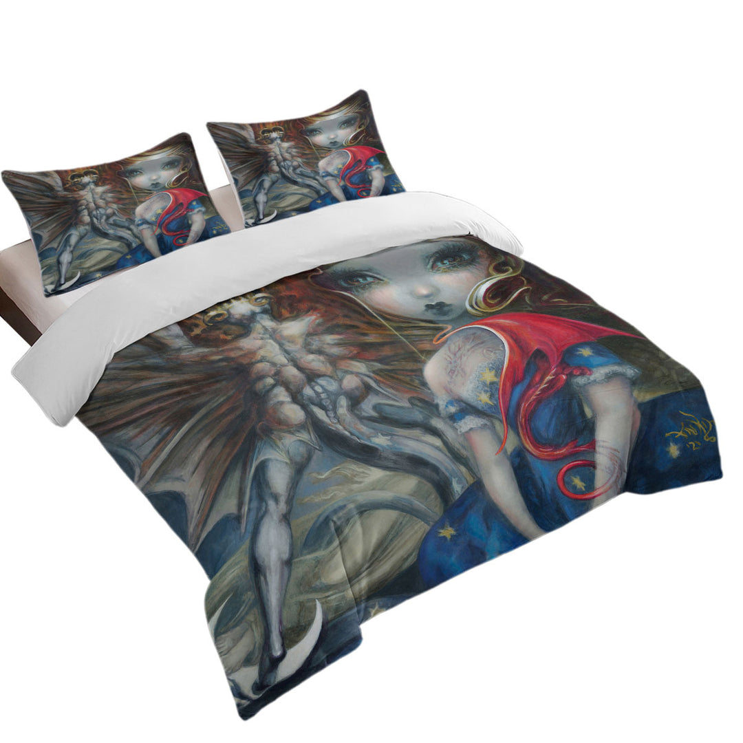 Scary Dragon Art Prints Great Red Dragonling Duvet Cover