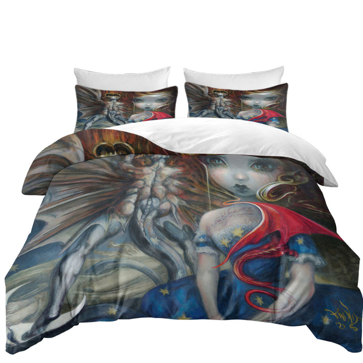 Scary Dragon Art Prints Great Red Dragonling Duvet Covers