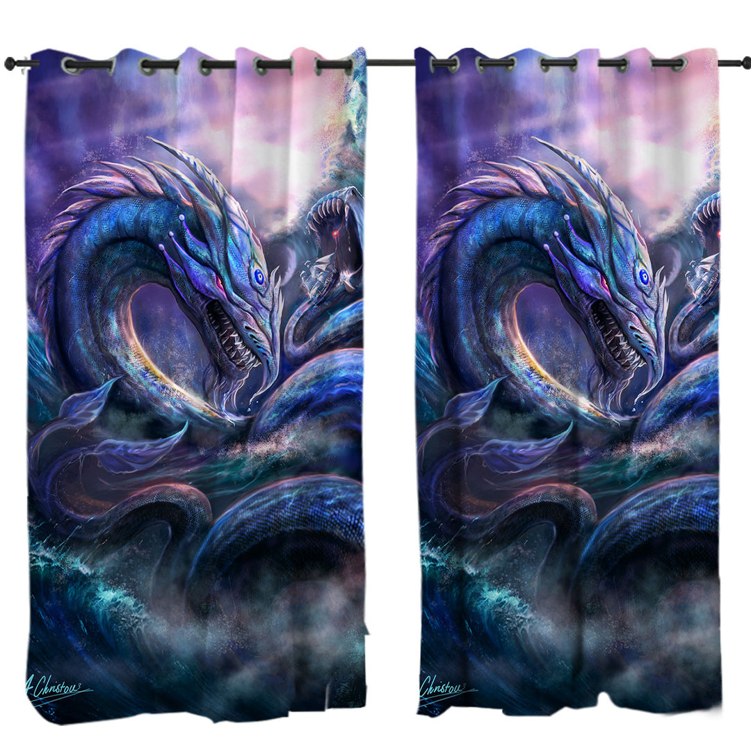 Scary Dragon Monster of the Ocean Drapes