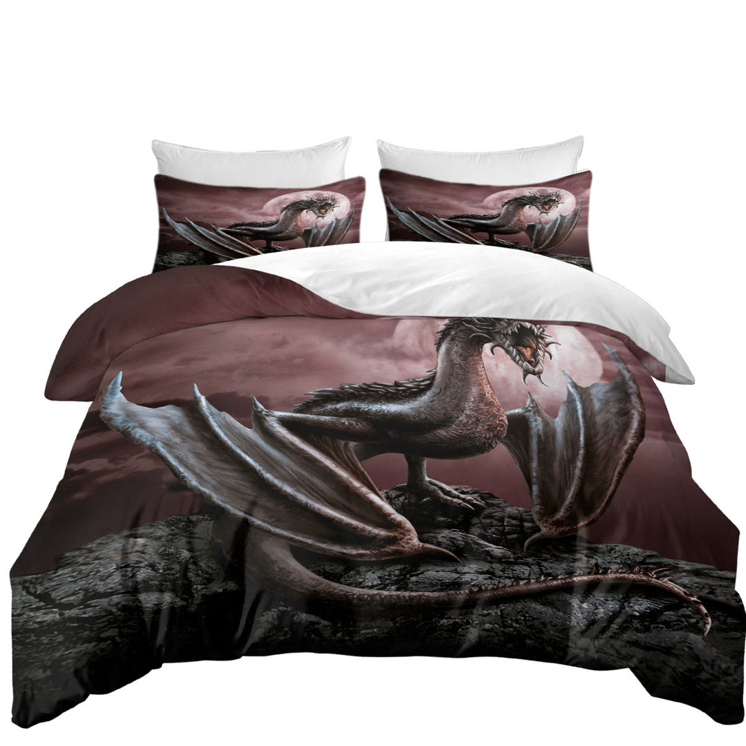 Scary Fantasy Art Darius Moon Dragon Oversized King Duvet Cover