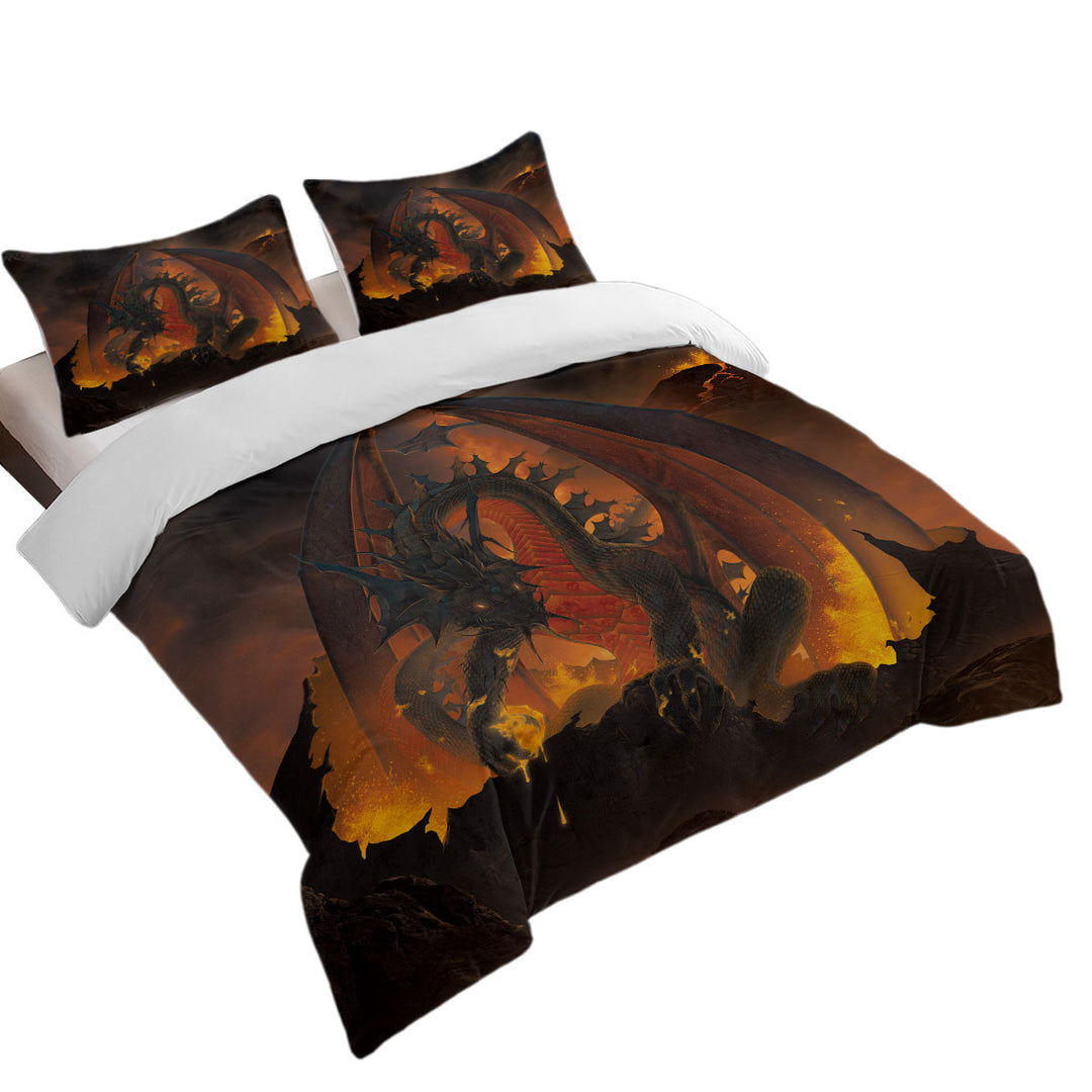 Scary Fantasy Art Volcano Fireball Dragon Daybed Covers Sets