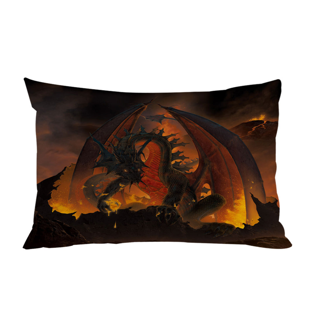 Scary Fantasy Art Volcano Fireball Dragon Pillowcase