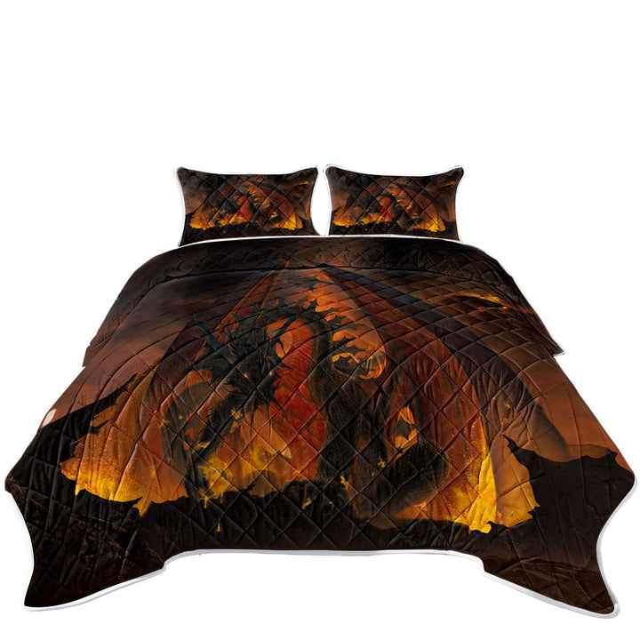 Scary Fantasy Art Volcano Fireball Dragon Quilts