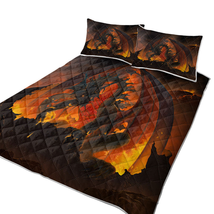 Scary Fantasy Art Volcano Fireball Dragon Twin Quilt