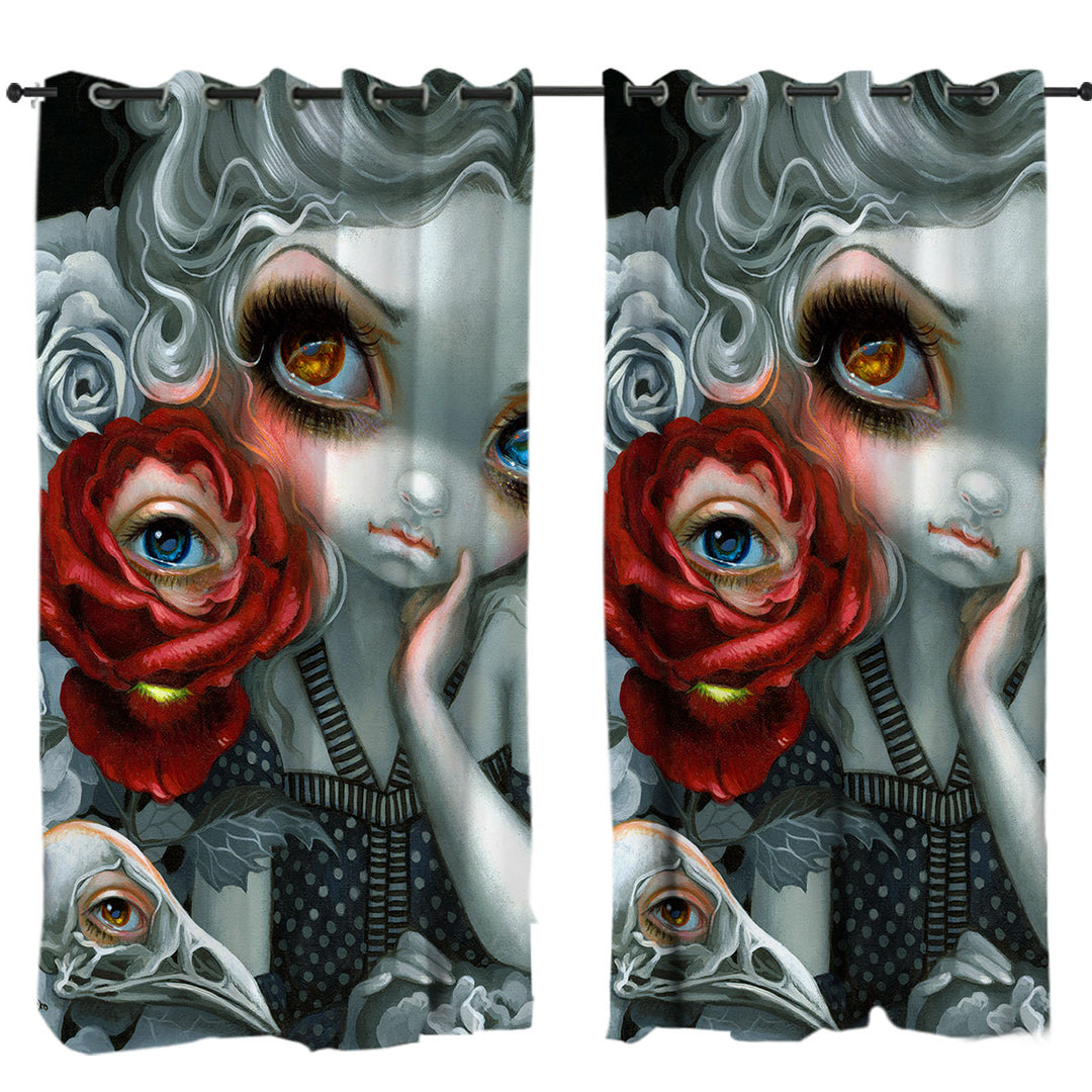 Scary Gothic Art the Nightingale and the Rose Curtains for Living Room