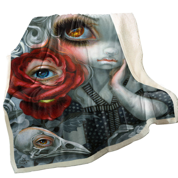 Scary Gothic Couch Throws Art the Nightingale and the Rose