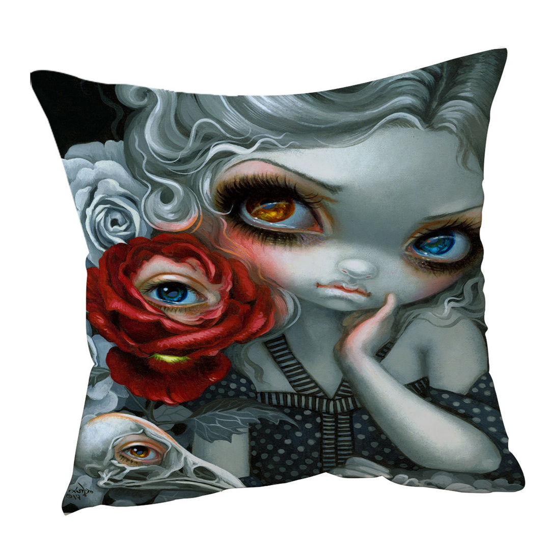 Scary Gothic Cushion Covers Art the Nightingale and the Rose