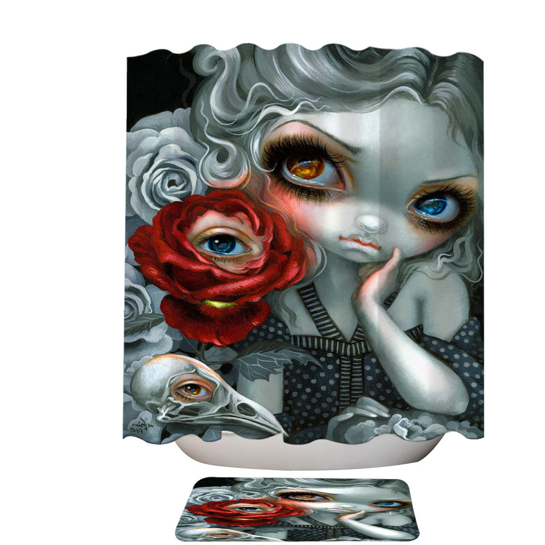 Scary Gothic Shower Curtains Art the Nightingale and the Rose