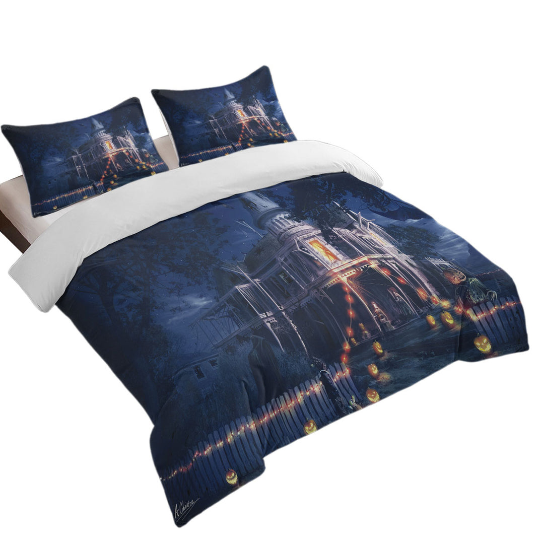 Scary Haunted House Halloween Duvet Cover set