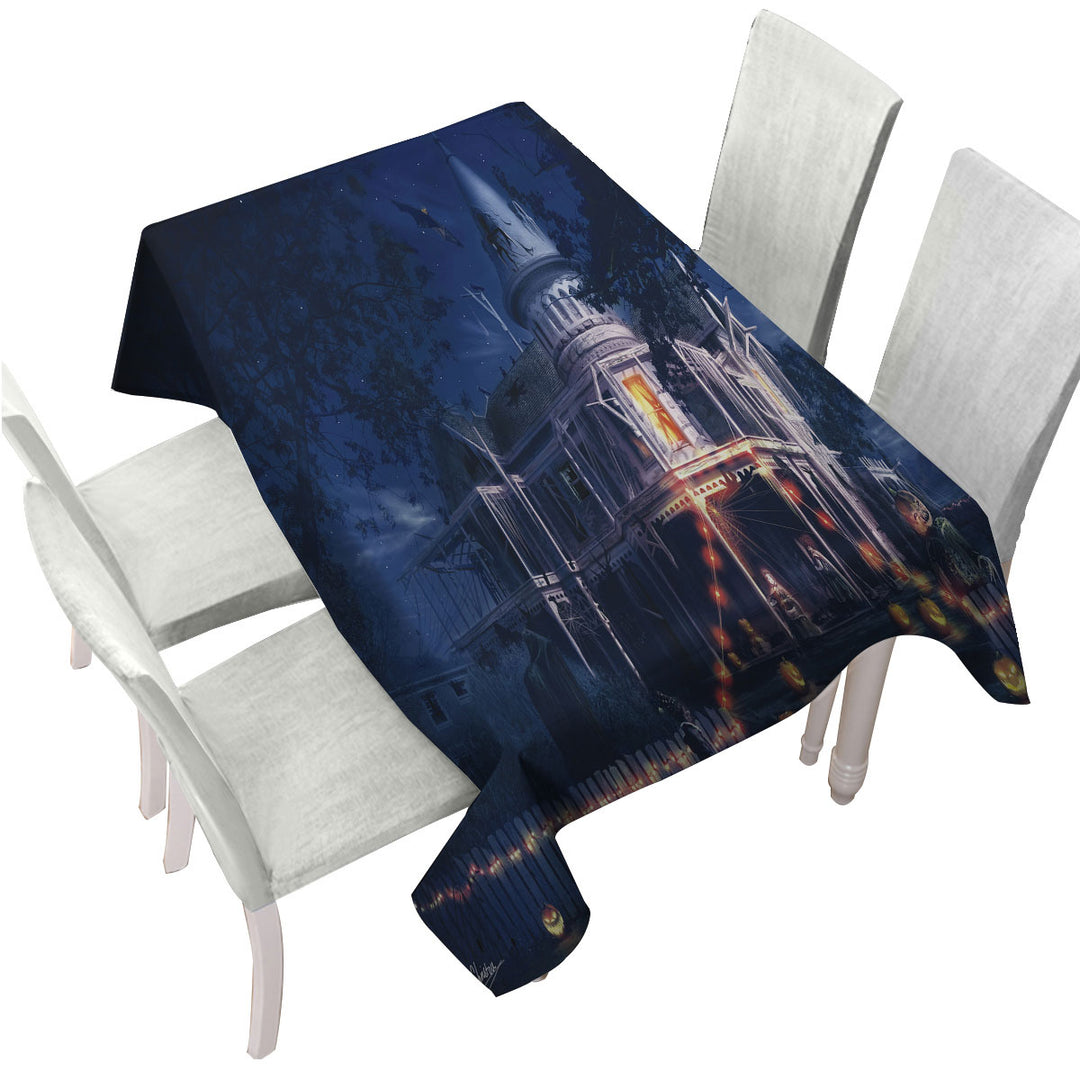 Scary Haunted House Halloween Tablecloths