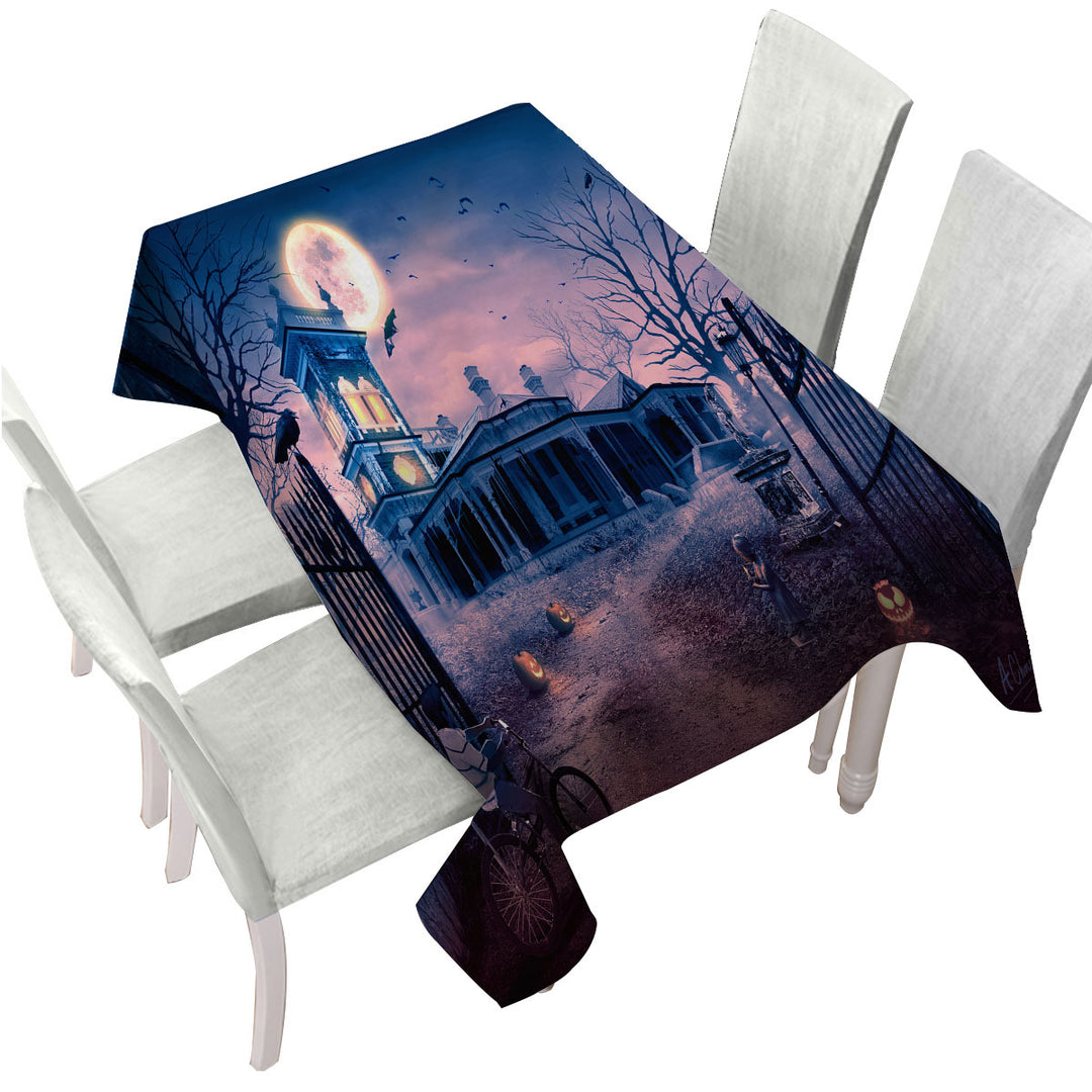 Scary Haunted Manor Halloween Custom table Covers