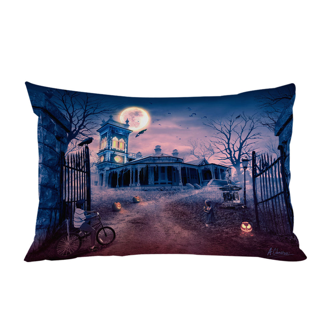 Scary Haunted Manor Halloween Pillowcase