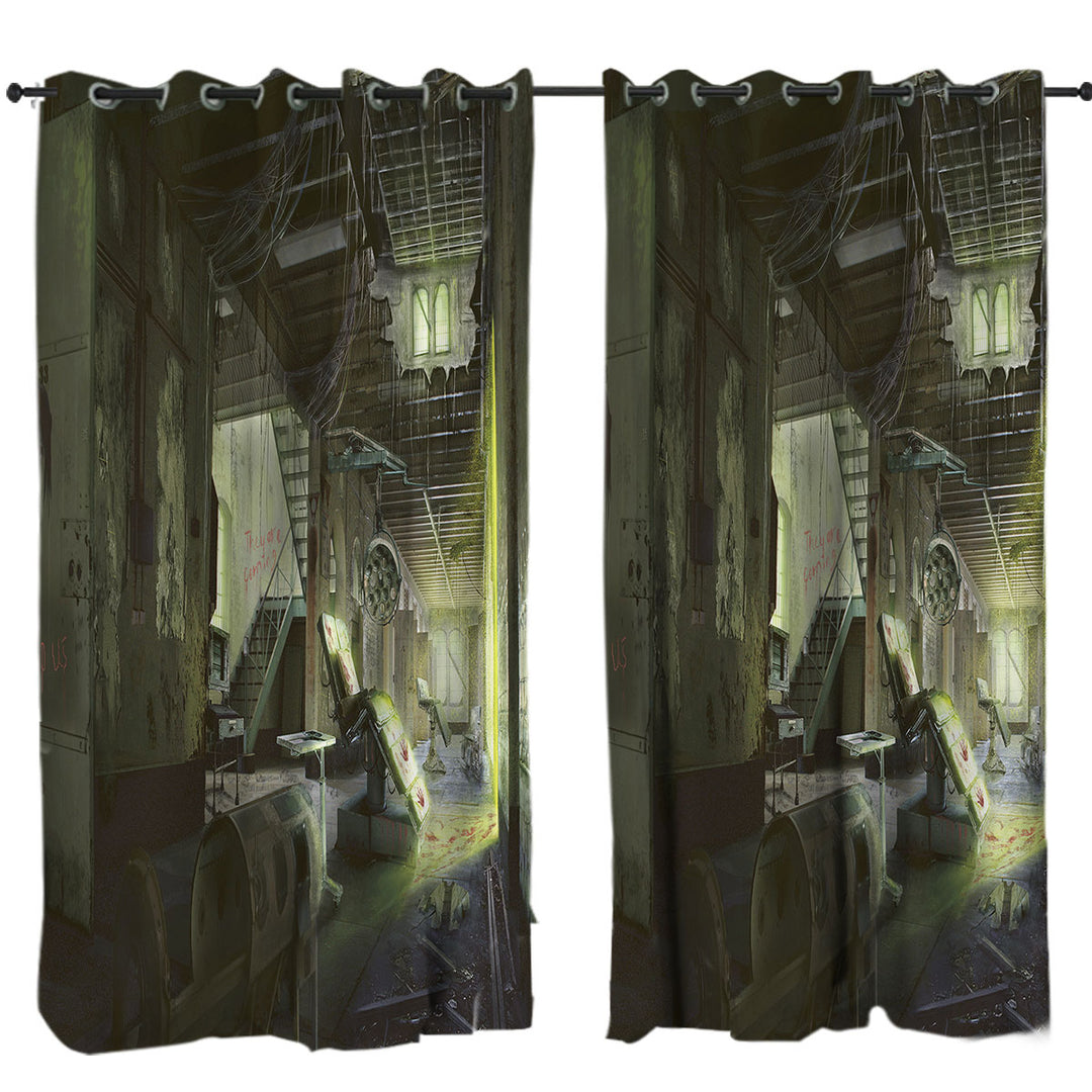 Scary Horror Asylum Scene Curtains