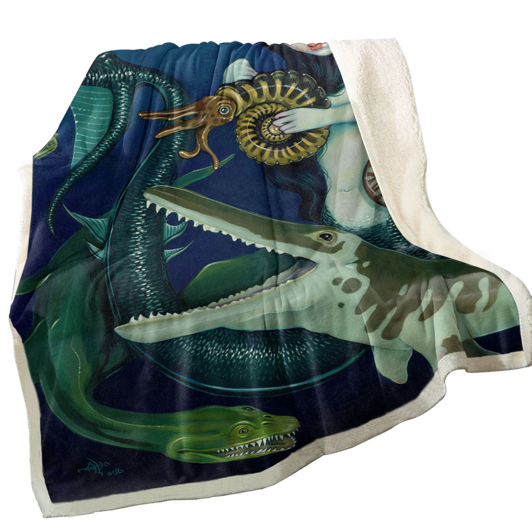 Scary Monsters Sofa Blankets Underwater Art Cretaceous Mermaid