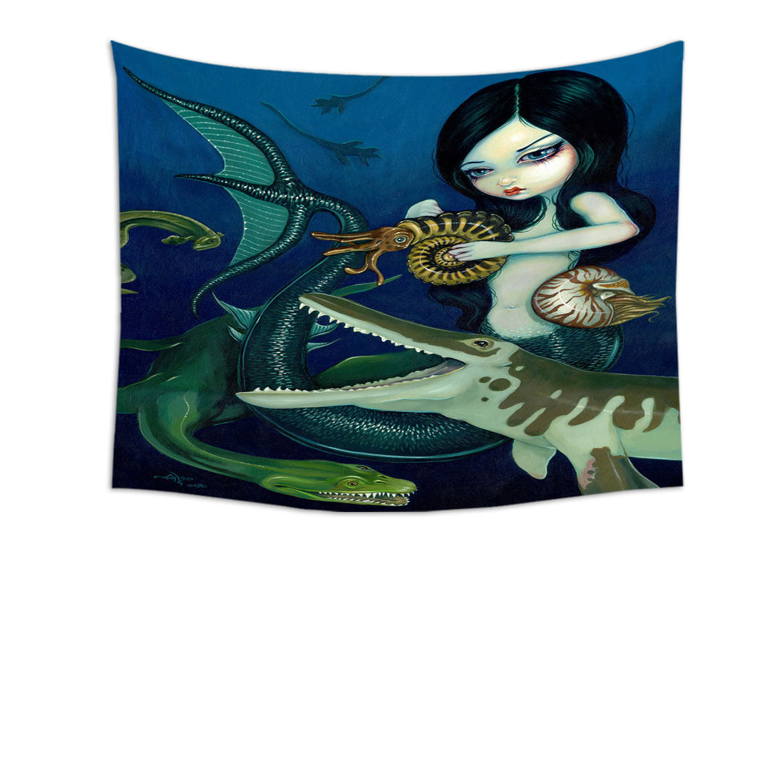 Scary Monsters Tapestry Wall Decor Underwater Art Cretaceous Mermaid