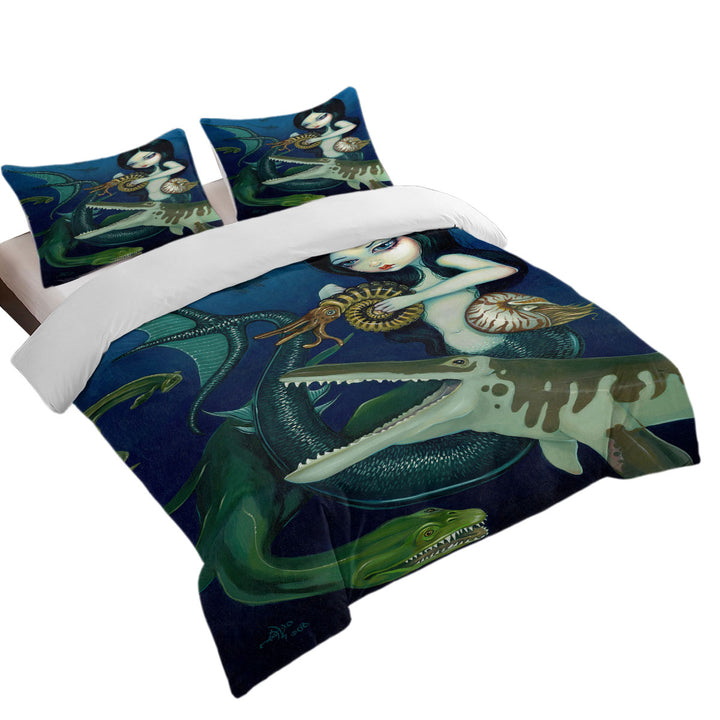 Scary Monsters Underwater Art Cretaceous Mermaid Oversized King Duvet Cover