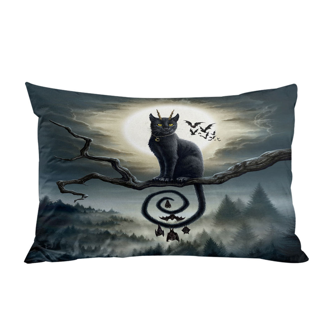 Scary Night Art Moonlight Companions Bats and Cat Pillow Cases