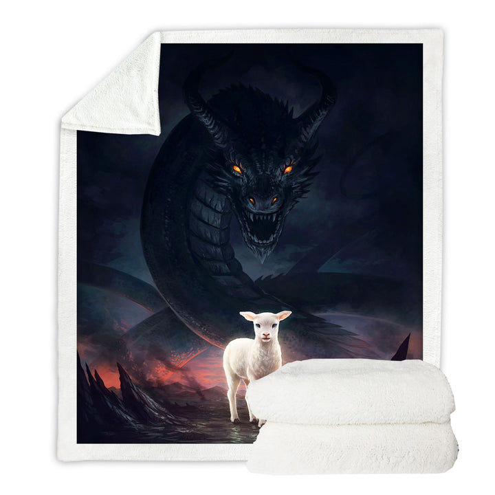 Scary Sherpa Blanket Art the Lamb and the Dragon