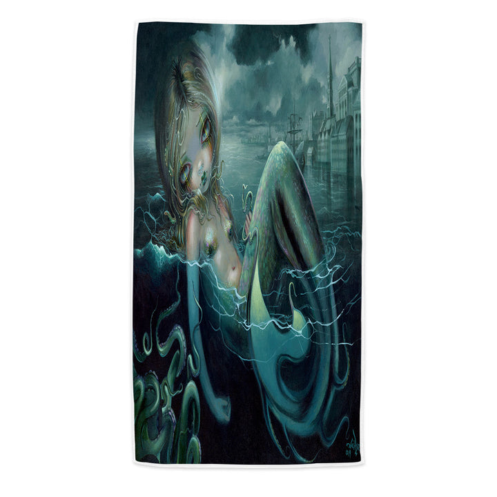 Scary Underwater Art Innsmouth Mermaid Beach Towels