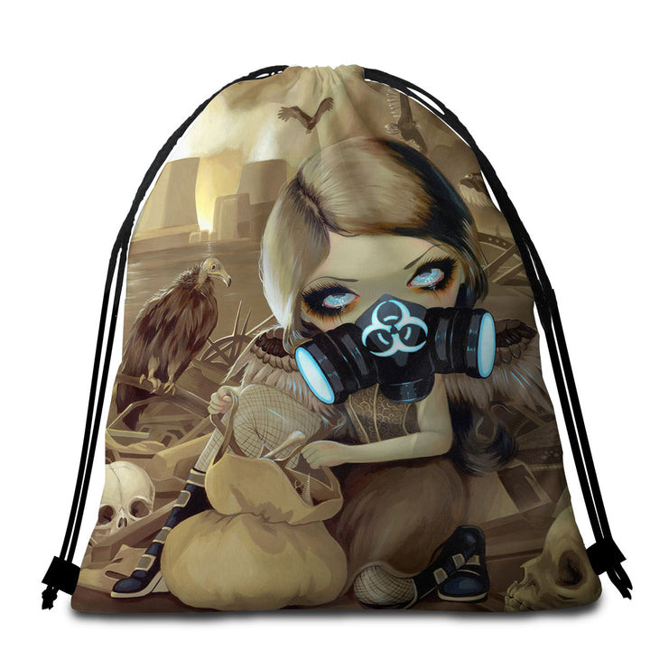 Scavengers Cool Post Apocalyptic Scene Girl Digging Beach Towel Bags