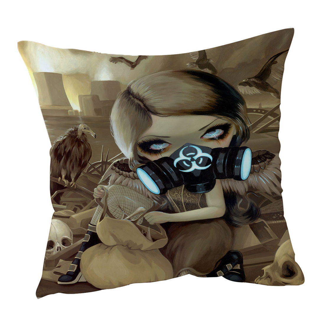 Scavengers Cool Post Apocalyptic Scene Girl Digging Cushion Cover