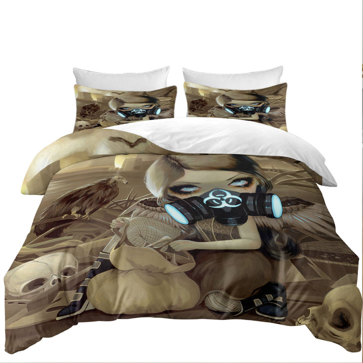 Scavengers Cool Post Apocalyptic Scene Girl Digging Duvet Cover