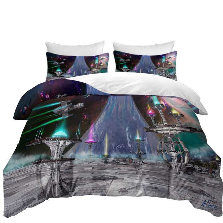 Science Fiction Art Ring World Duvet Cover set