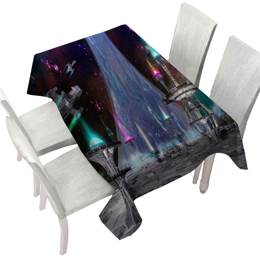 Science Fiction Art Ring World Table Cover