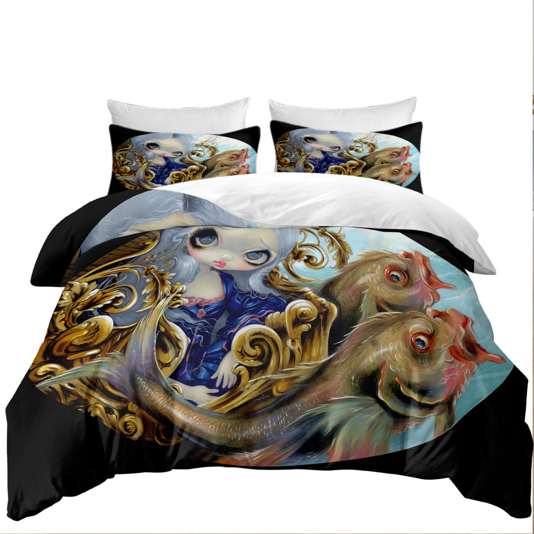 Sea Chariot Fish Transporting a Beautiful Maiden Coverlet