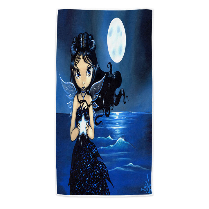 Sea Star Adorable Big Eyed Fairy by the Seaside Beach Towel