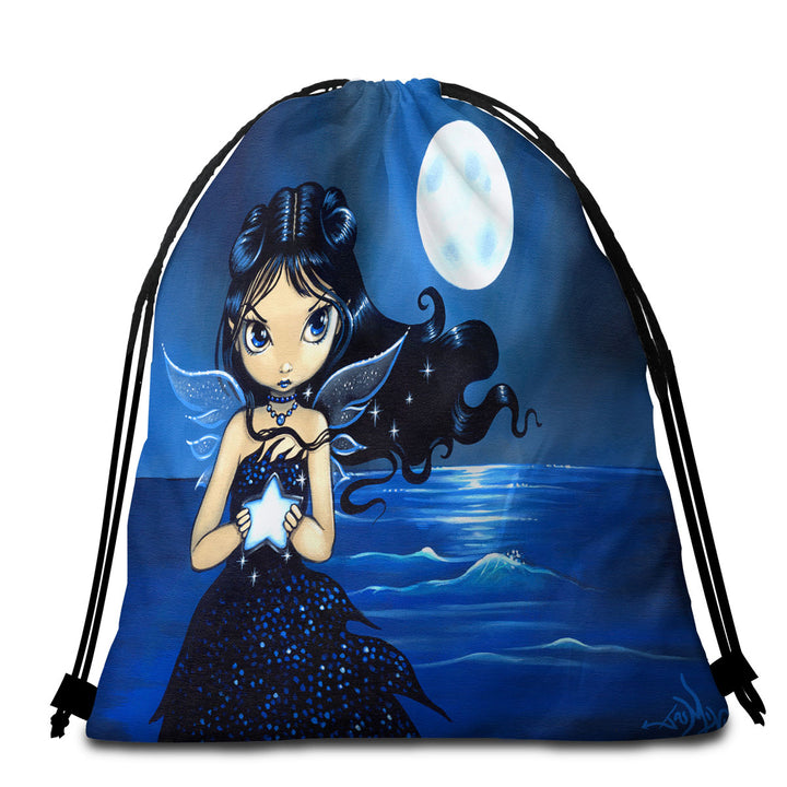 Sea Star Adorable Big Eyed Fairy by the Seaside Beach Towels and Bags Set