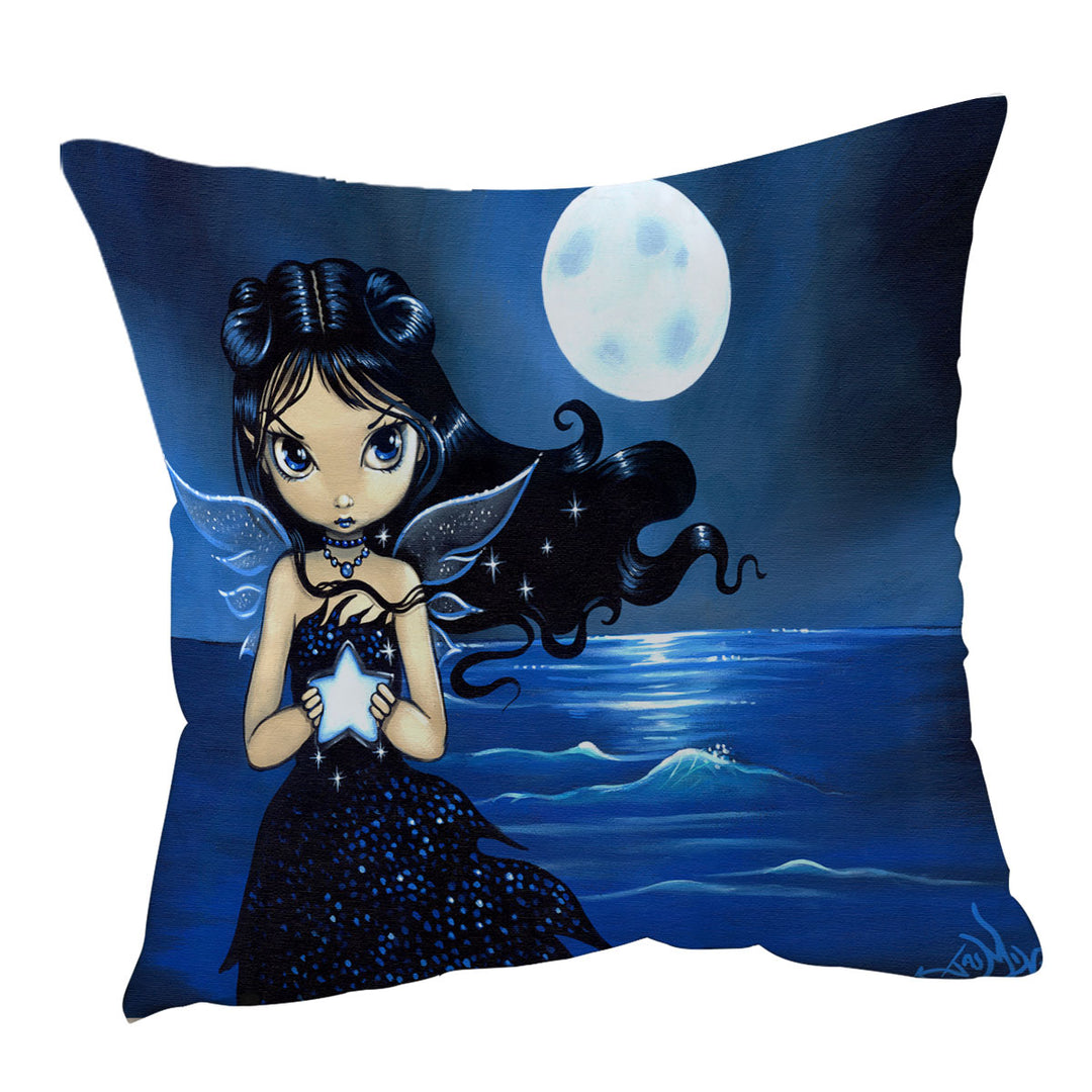 Sea Star Adorable Big Eyed Fairy by the Seaside Cushion Cover