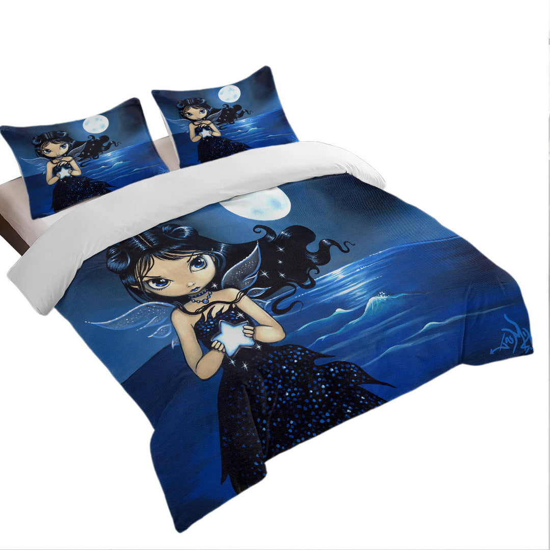 Sea Star Adorable Big Eyed Fairy by the Seaside Duvet Cover