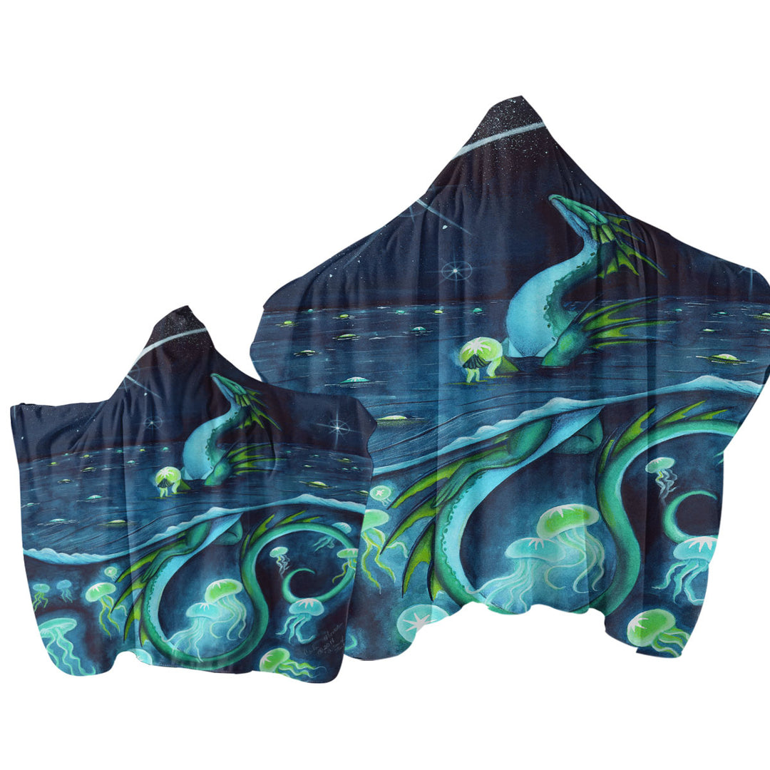 Sea of Stars Jellyfish and Dragon Towel with Hood