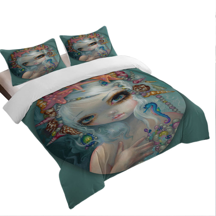 Seashell Princess Beautiful Doe Eyed Mermaid Coverlets