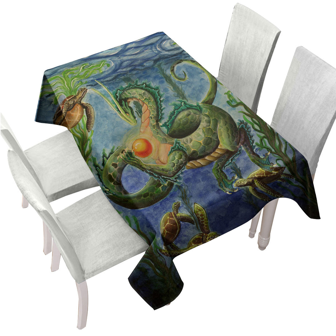 Secrets of the Sea Underwater Turtles and Dragon Tablecloths