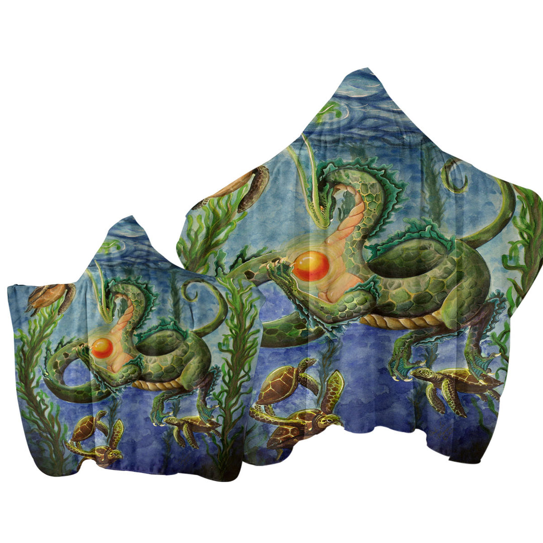 Secrets of the Sea Underwater Turtles and Dragon Towel Hoodie