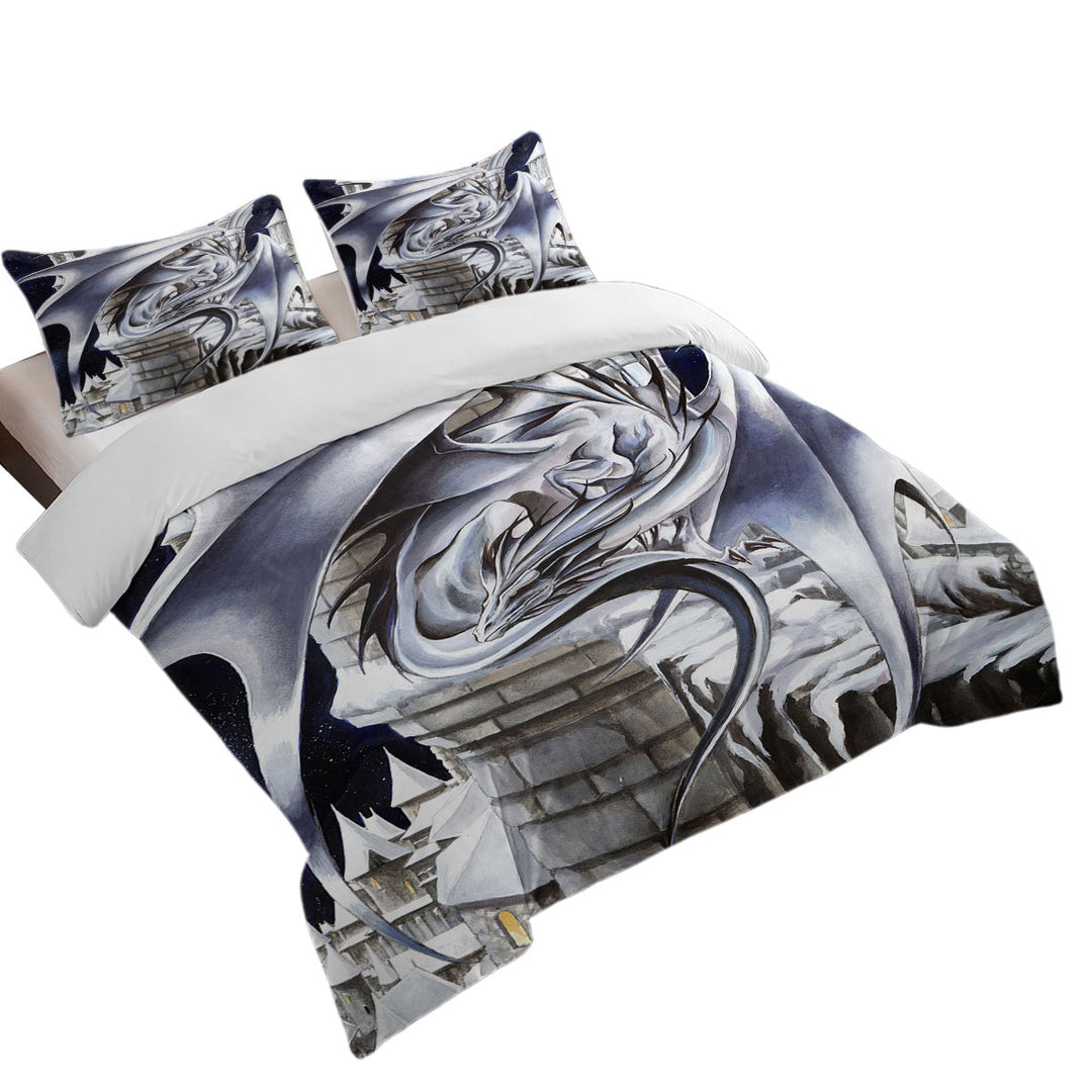 Sentinel Grey Dragon Drawing Duvet Covers King