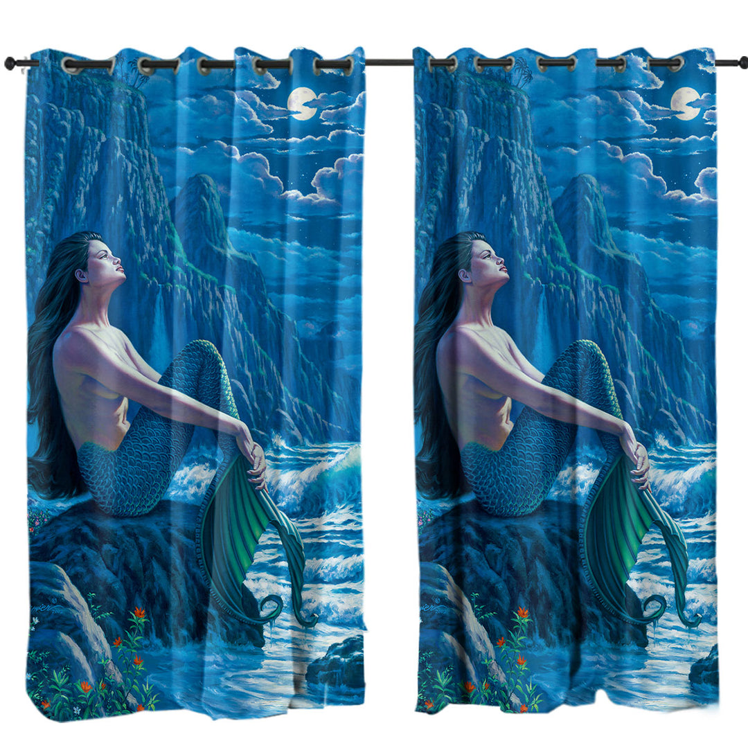 Serenity Coastal Cliffs Mermaid Custom Drapes