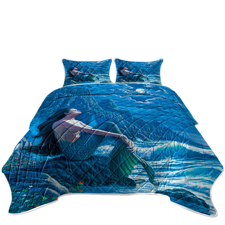 Serenity Coastal Cliffs Mermaid King Size Quilt Sets