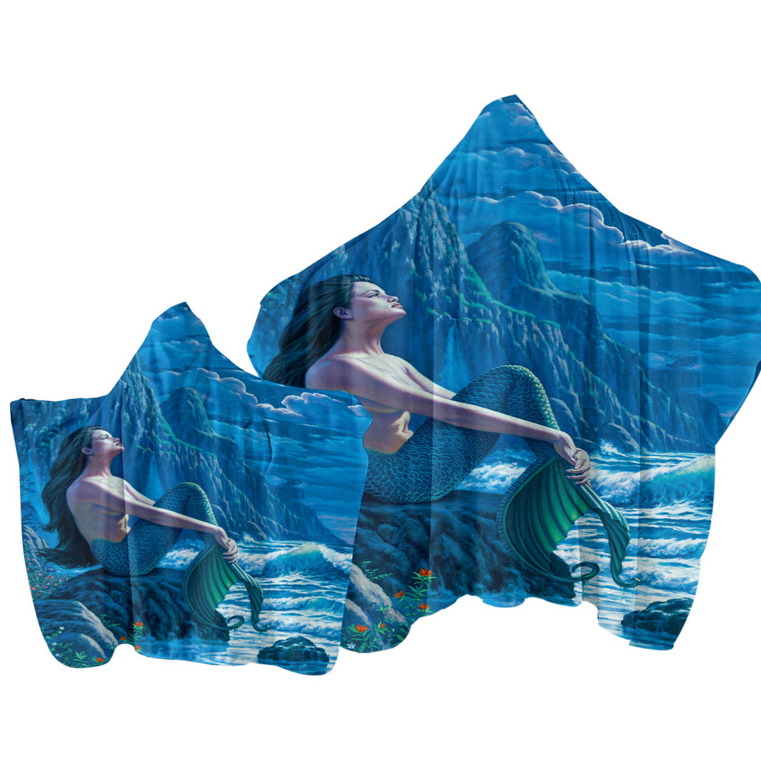 Serenity Coastal Cliffs Mermaid Towel Hoodie