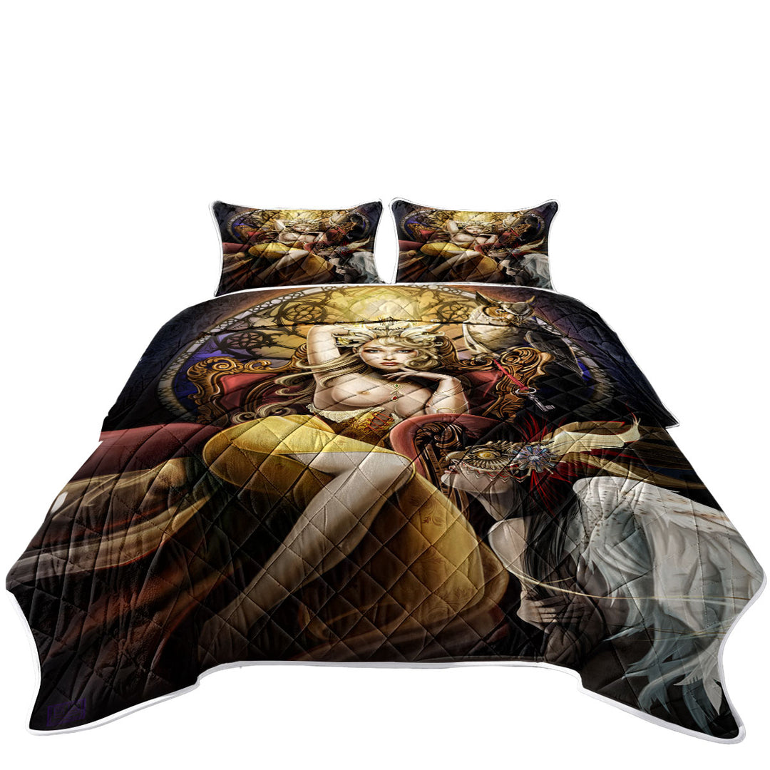 Sexy Art Beautiful Girl the Fettered Queen Coverlet